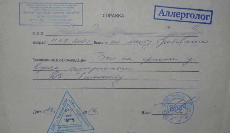 Фото справки